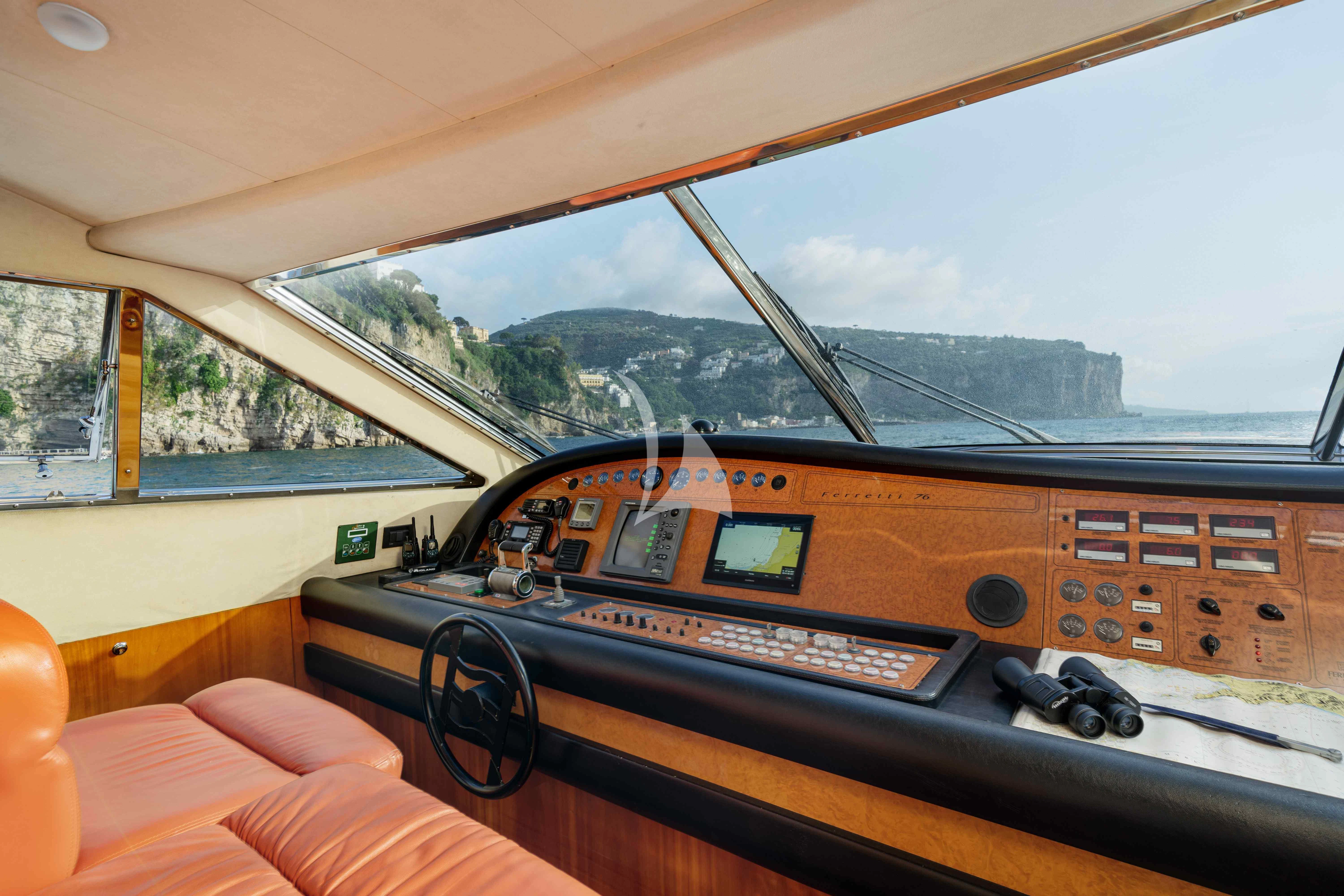 a dashboard of a car aboard PAMPERO Yacht for Charter