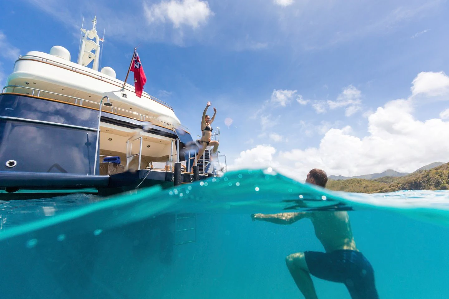 a boat on the water aboard FABULOUS CHARACTER Yacht for Charter