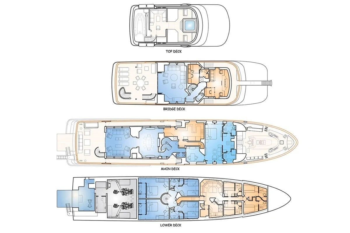 diagram, engineering drawing aboard FABULOUS CHARACTER Yacht for Charter
