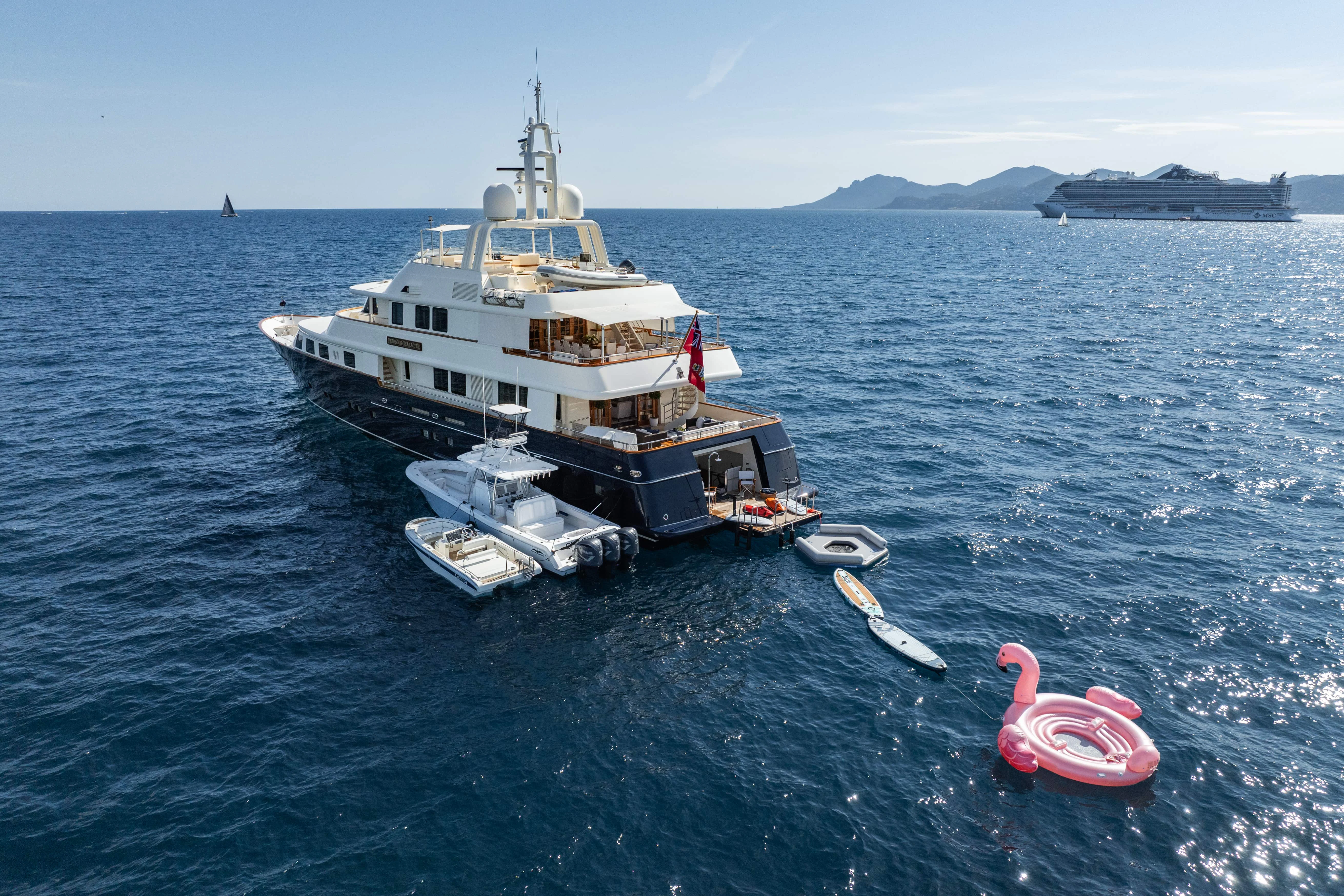 a boat in the water aboard FABULOUS CHARACTER Yacht for Charter
