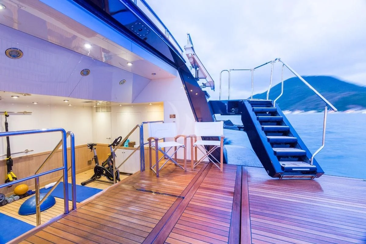 a boat on a deck aboard FABULOUS CHARACTER Yacht for Charter