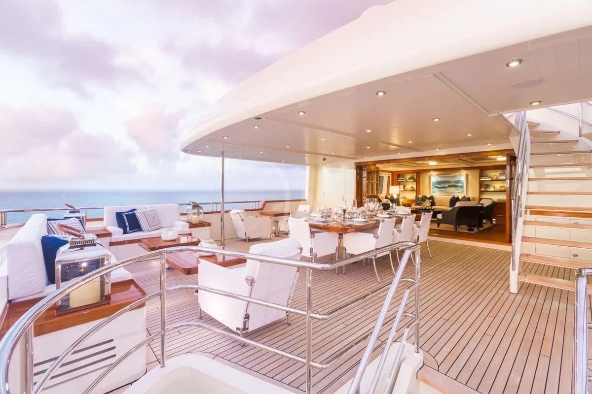 a room with a large window and a view of the ocean aboard FABULOUS CHARACTER Yacht for Charter