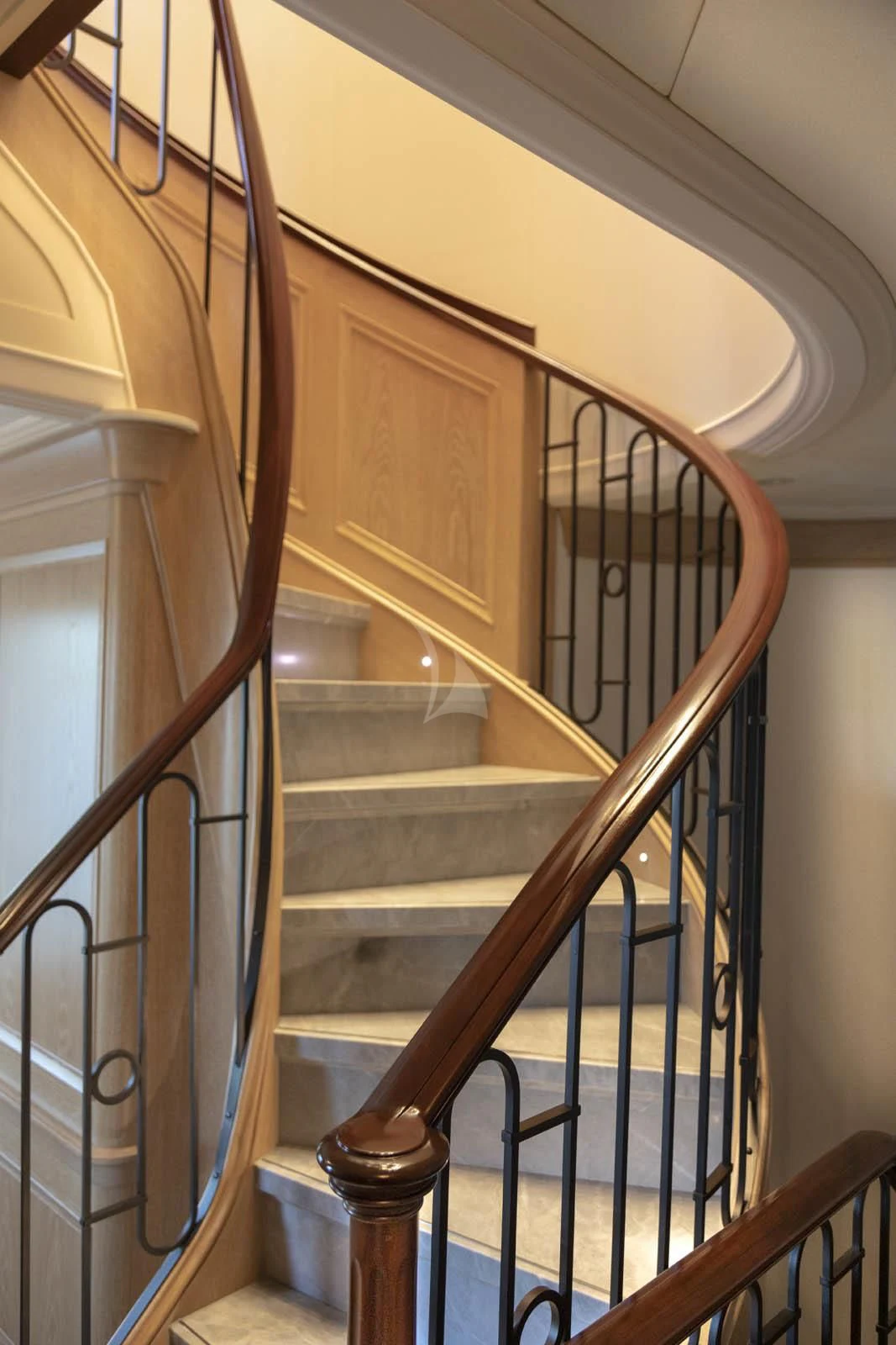 a set of stairs in a house aboard FABULOUS CHARACTER Yacht for Charter