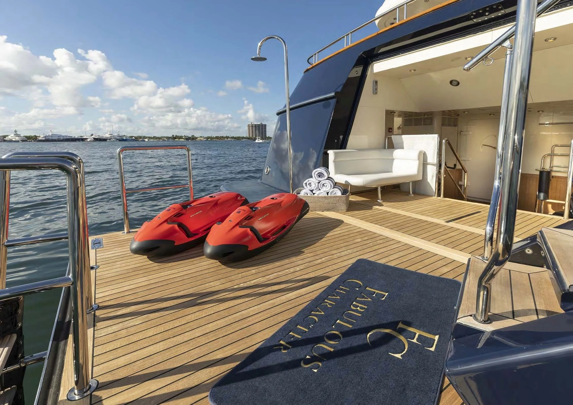a boat on the water aboard FABULOUS CHARACTER Yacht for Charter