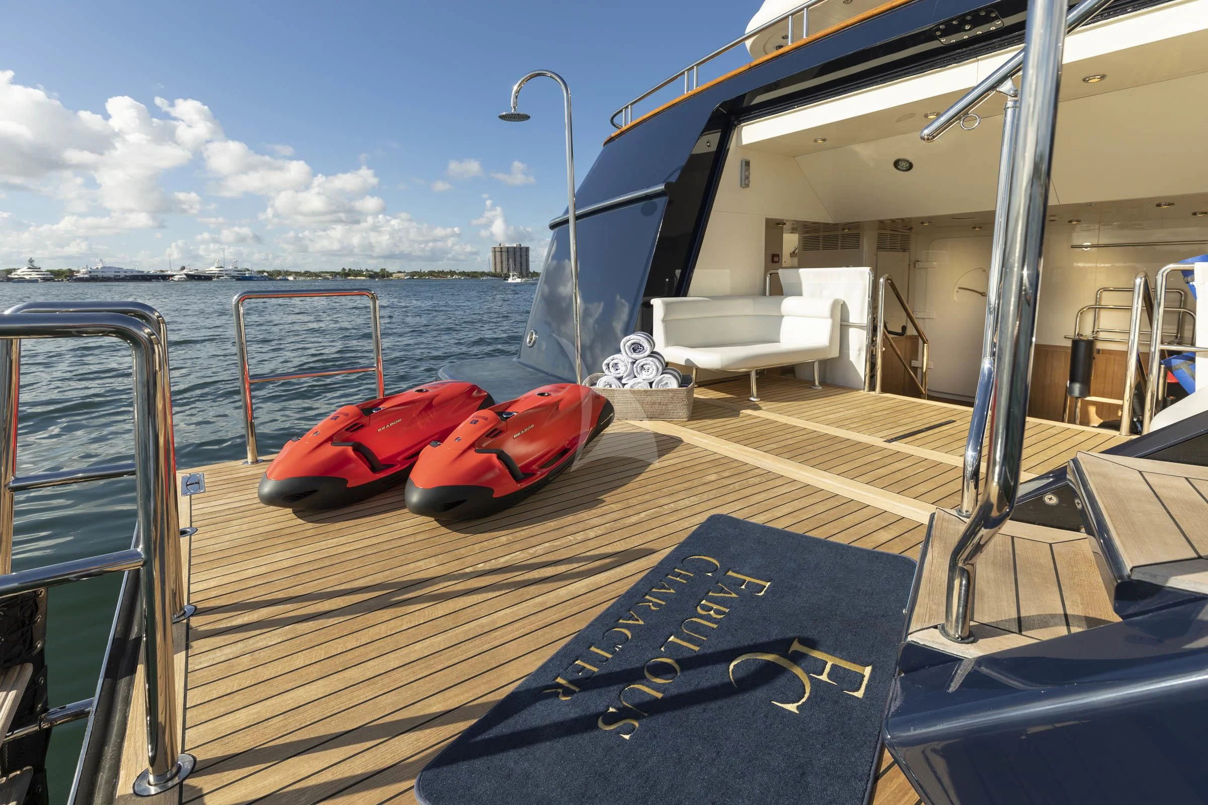 a boat on the water aboard FABULOUS CHARACTER Yacht for Charter