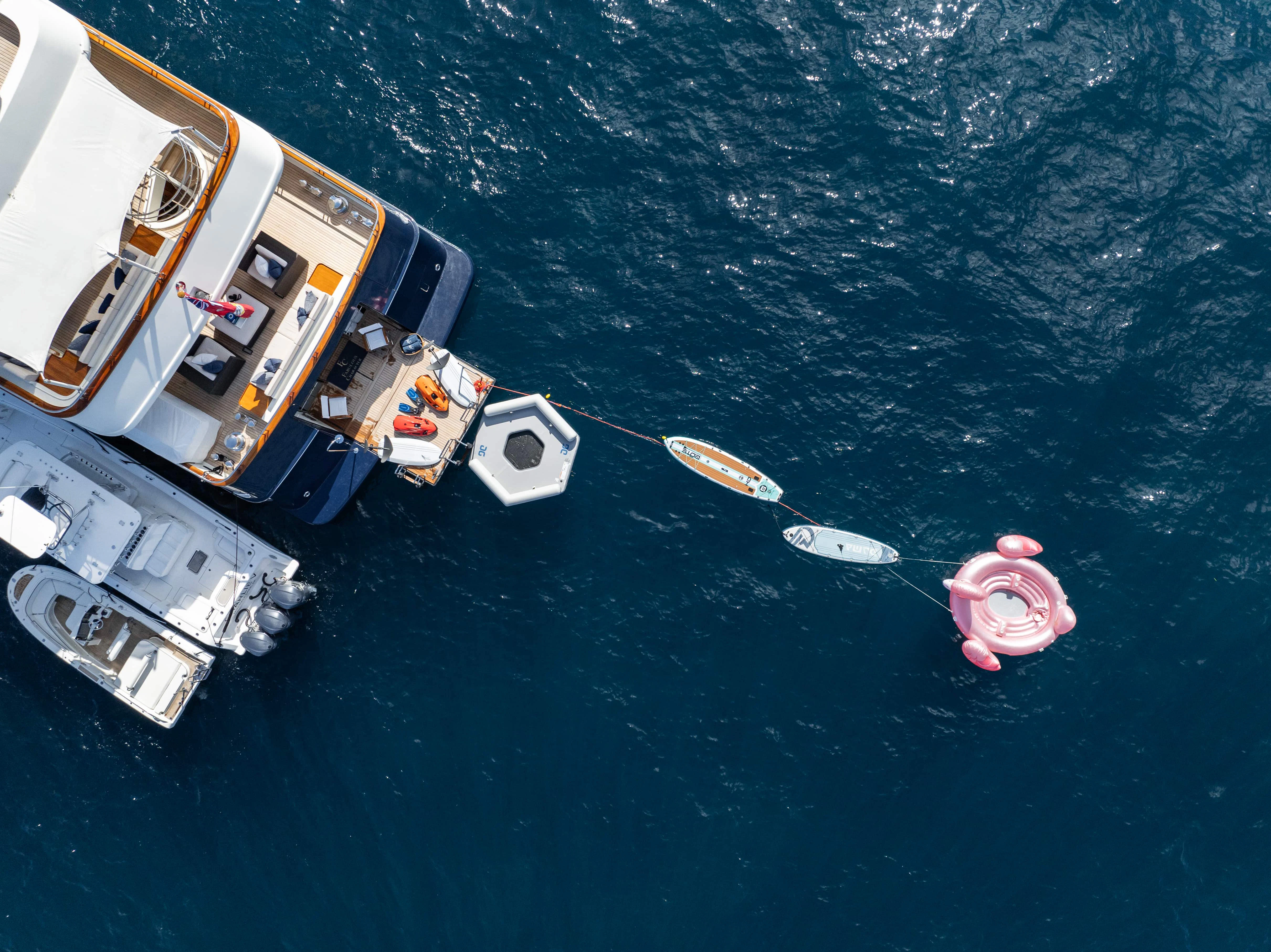 a boat in the water aboard FABULOUS CHARACTER Yacht for Charter