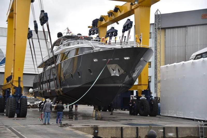 a large machine with a crane aboard SANDS Yacht for Sale