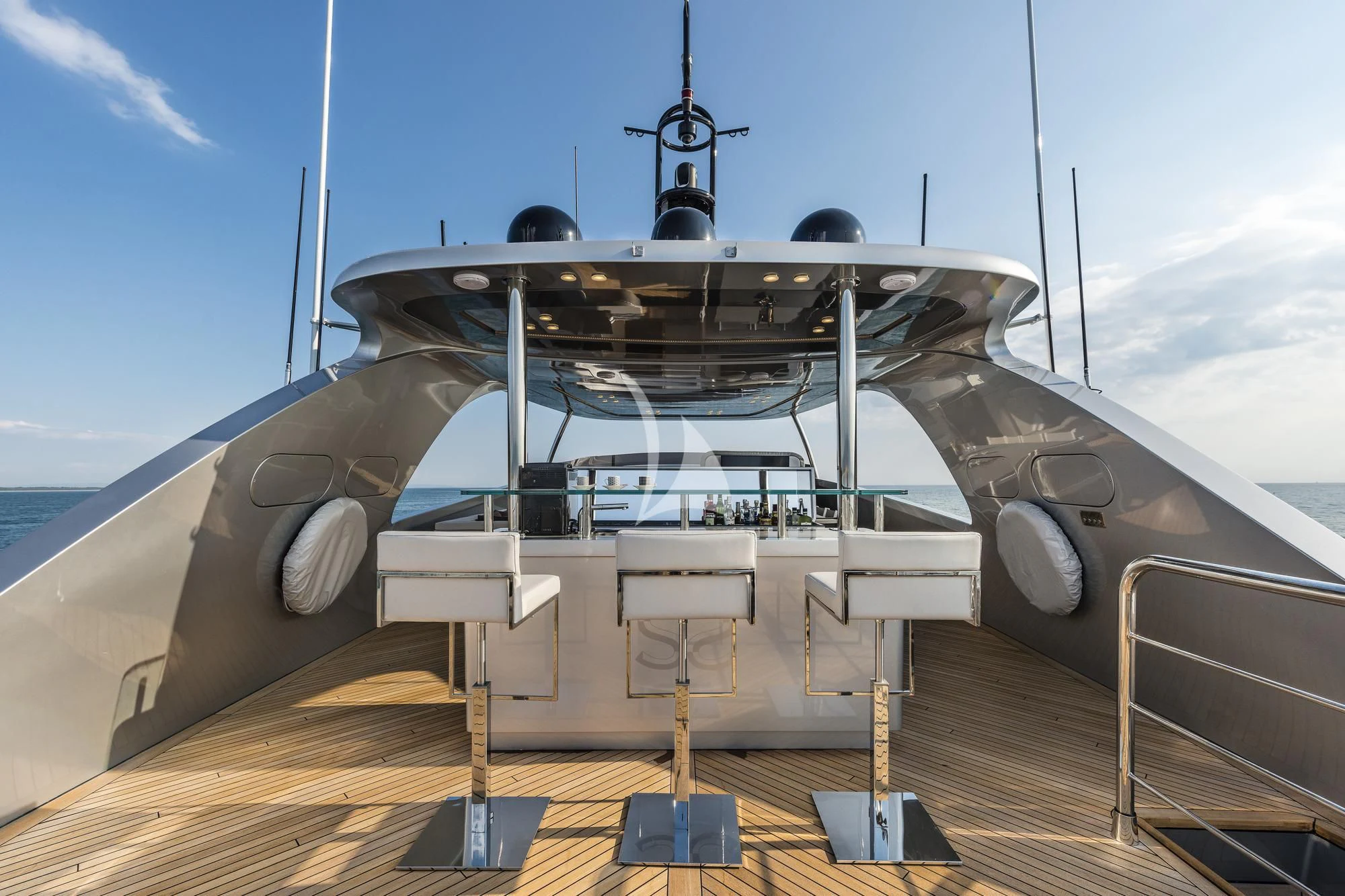 a large ship on a deck aboard SANDS Yacht for Sale