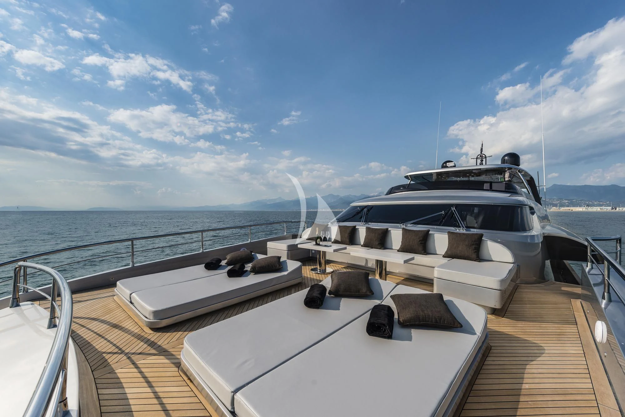 a boat on a deck aboard SANDS Yacht for Sale