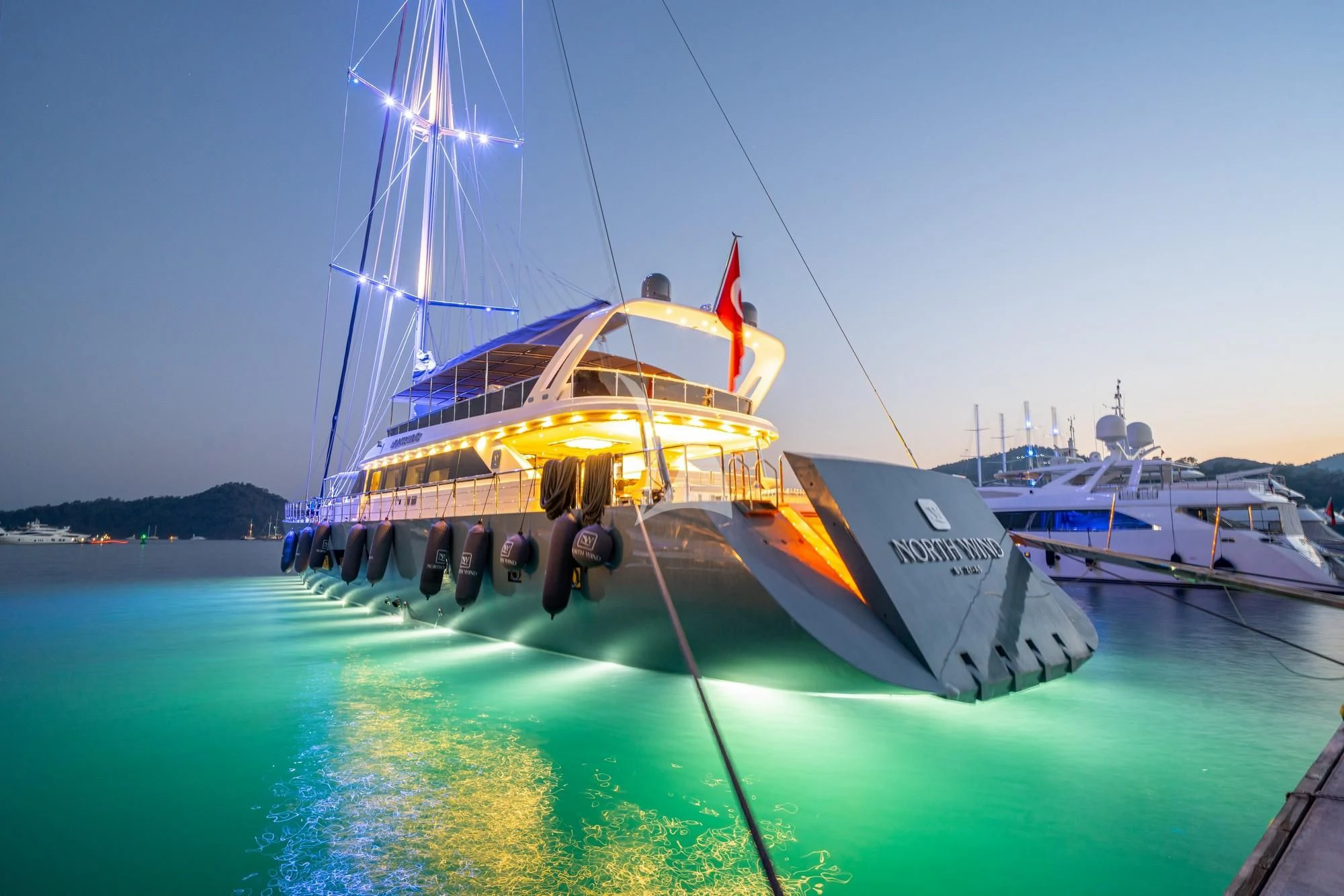 a boat on the water aboard NORTH WIND Yacht for Sale