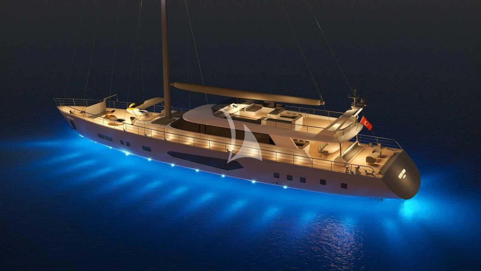 a space ship in the water aboard NORTH WIND Yacht for Sale