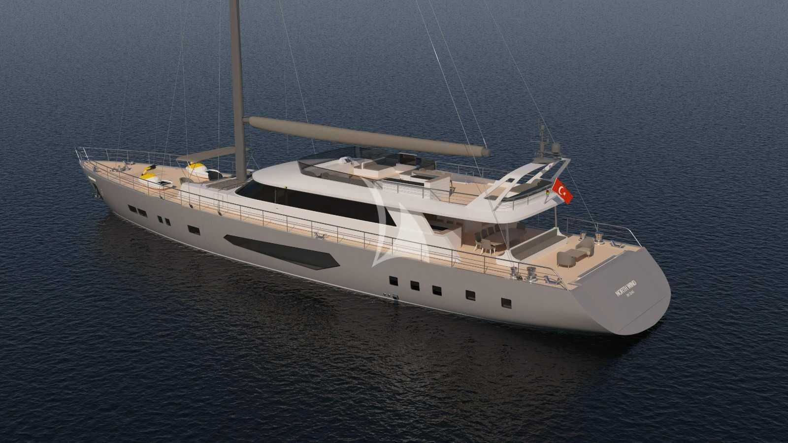 a white yacht in the water aboard NORTH WIND Yacht for Sale