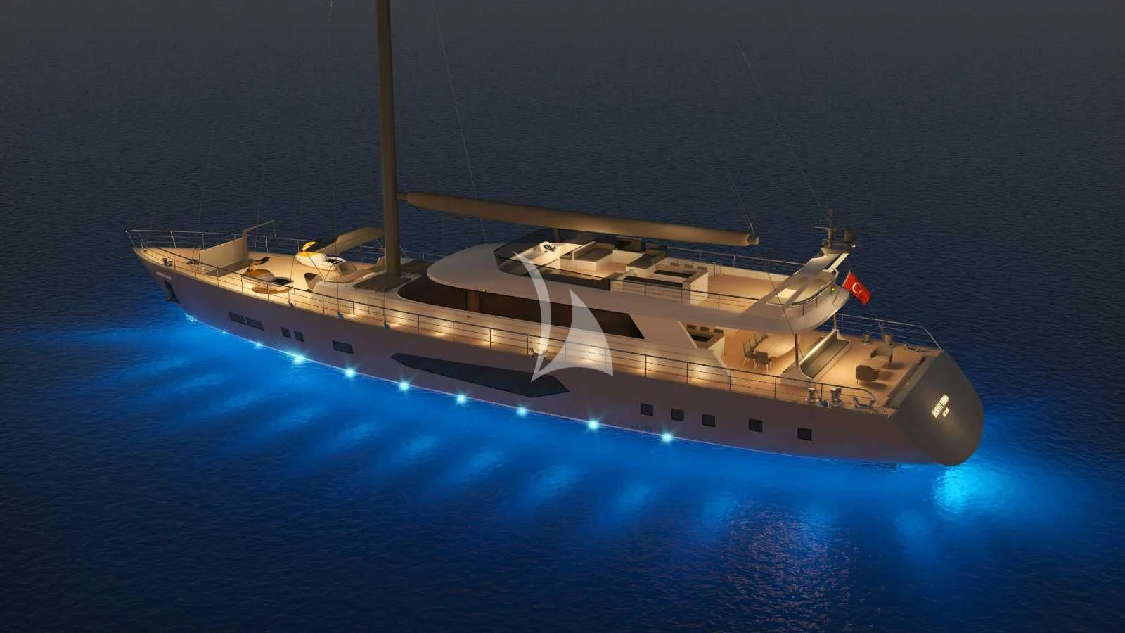 a space ship in the water aboard NORTH WIND Yacht for Sale