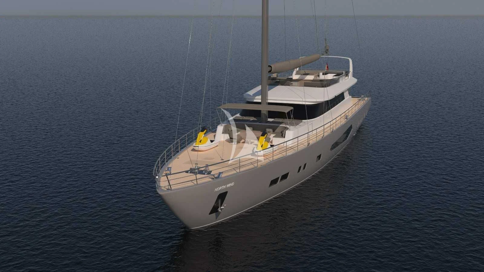 a large white ship in the water aboard NORTH WIND Yacht for Sale