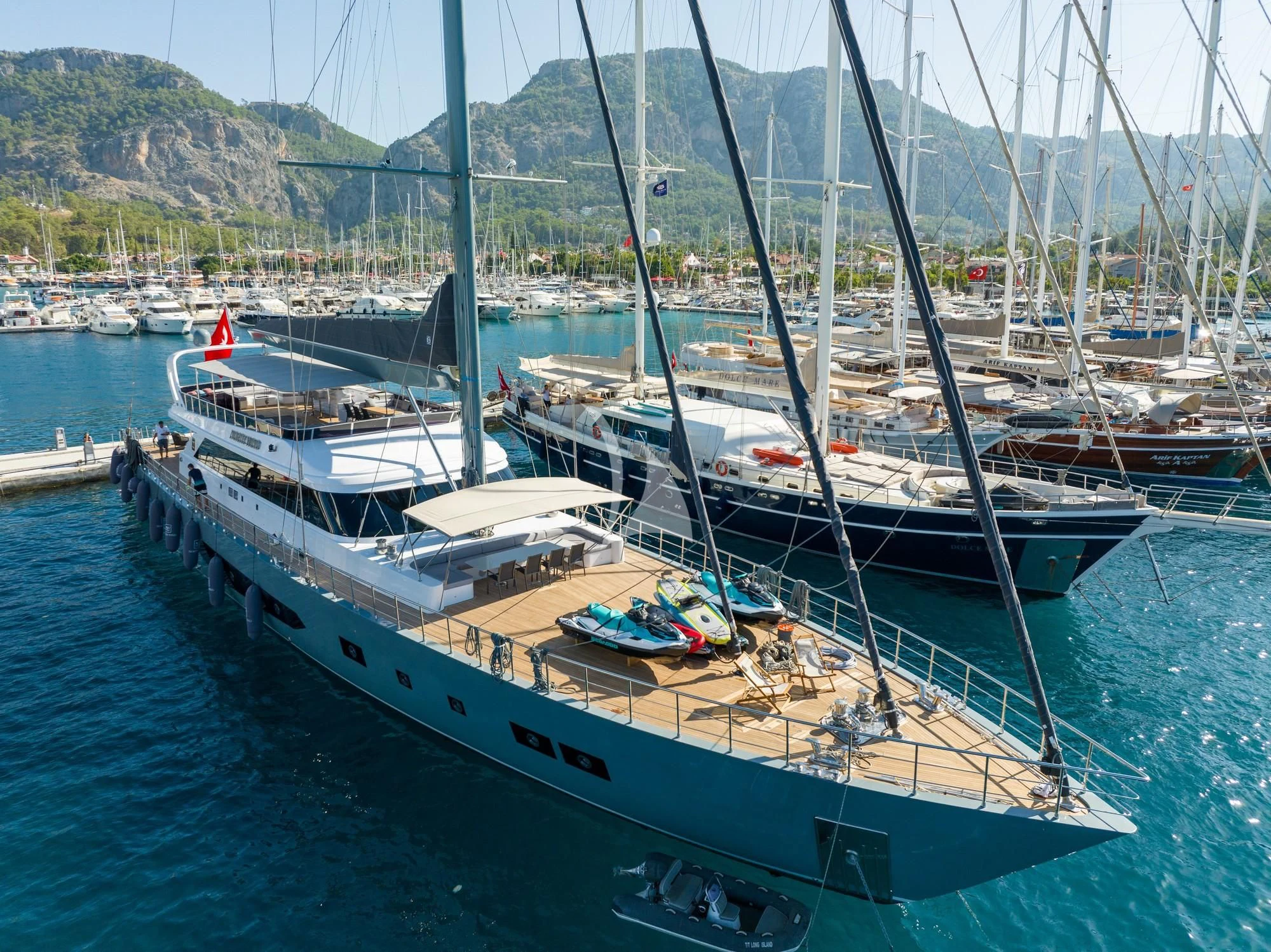 a group of boats are parked at a dock aboard NORTH WIND Yacht for Sale