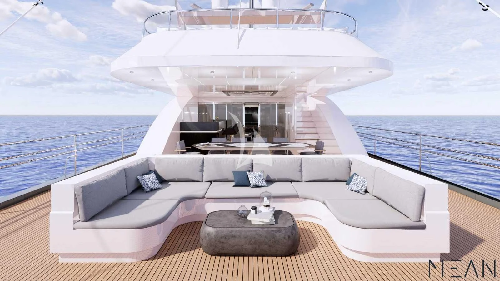 a large white boat on a large body of water aboard NORTH WIND Yacht for Sale