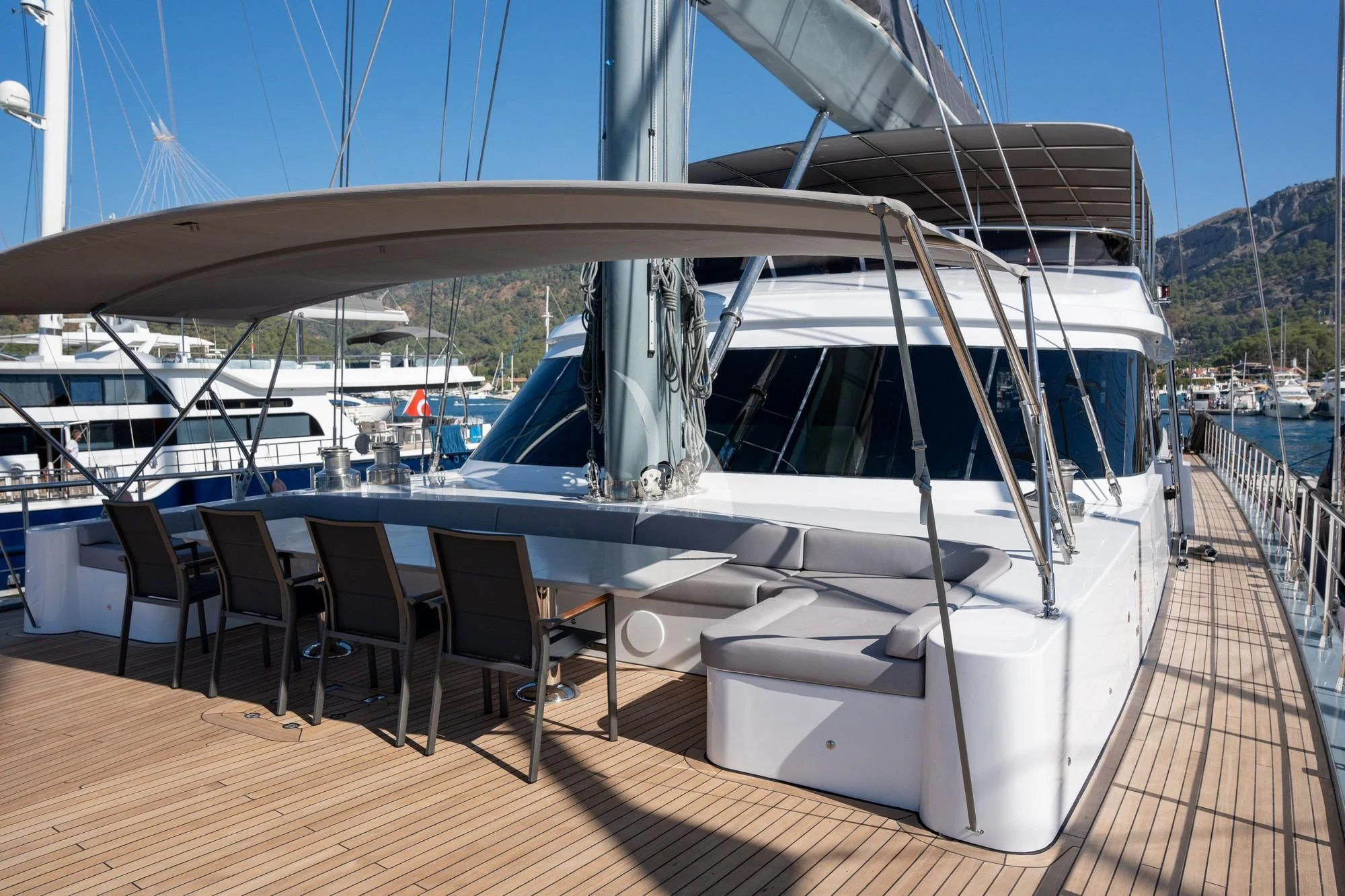 a boat on a deck aboard NORTH WIND Yacht for Sale