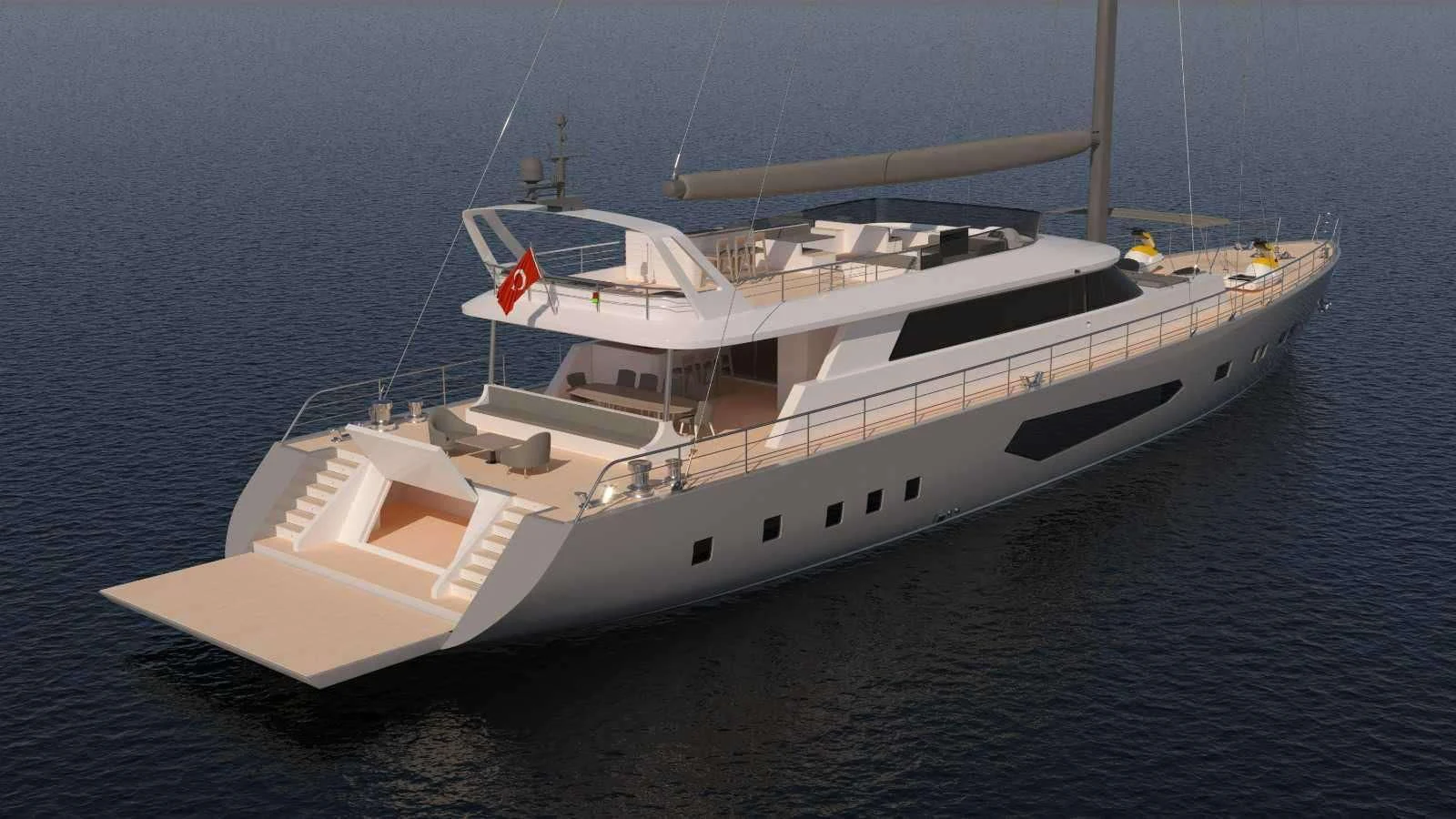 a white yacht on the water aboard NORTH WIND Yacht for Sale