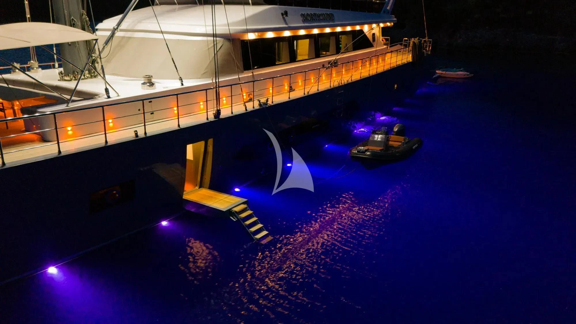 a large cruise ship docked aboard NORTH WIND Yacht for Sale
