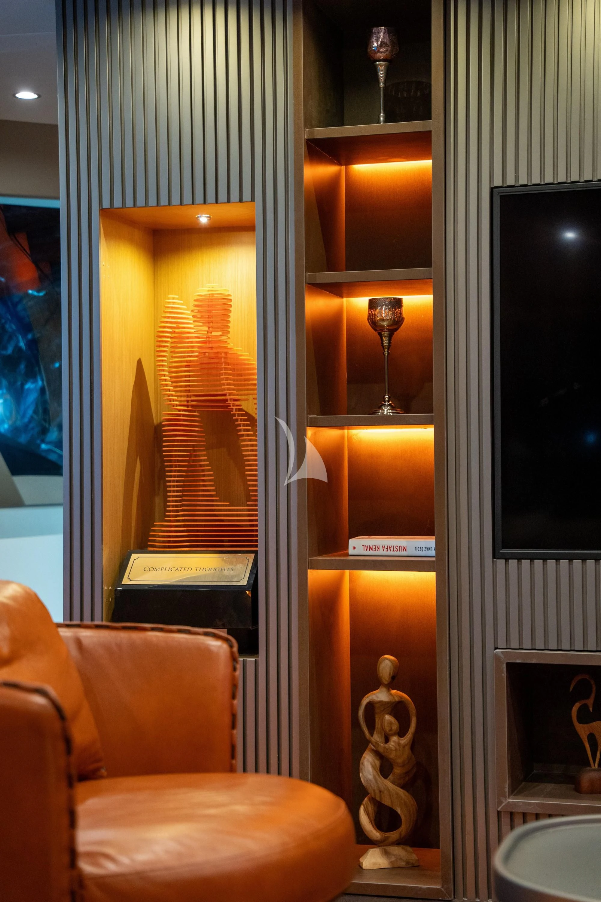 a room with a window and a chair aboard NORTH WIND Yacht for Sale