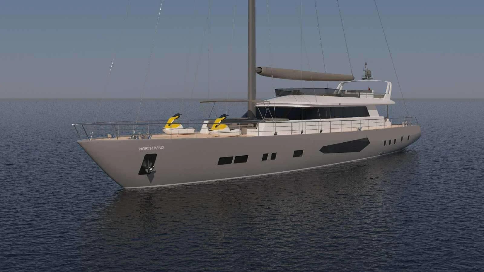 a white yacht in the water aboard NORTH WIND Yacht for Sale