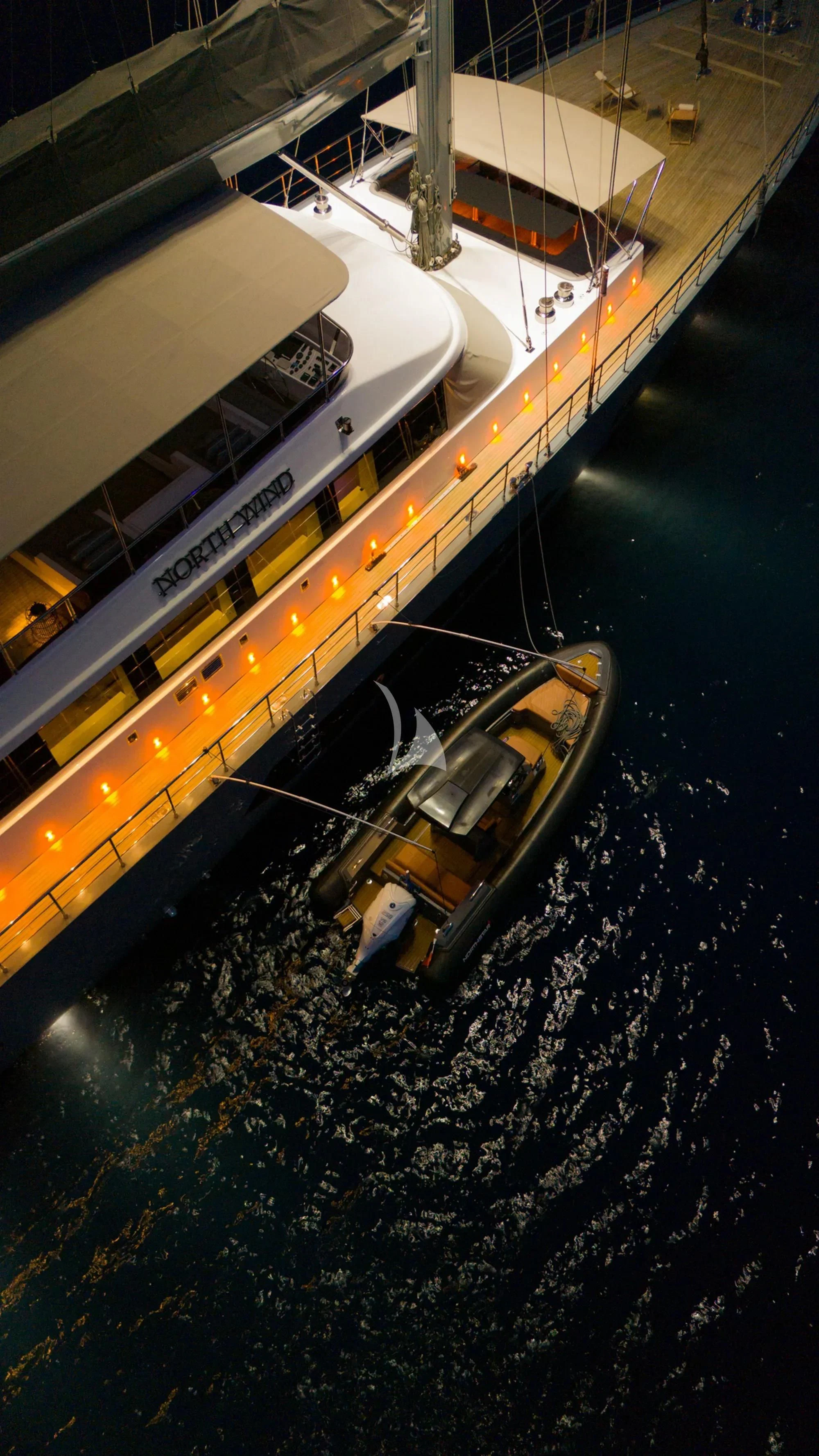 a large ship in the water aboard NORTH WIND Yacht for Sale