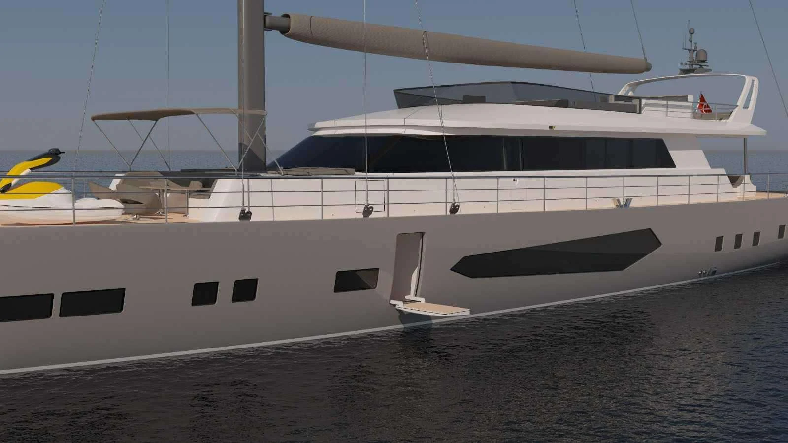 a white boat on the water aboard NORTH WIND Yacht for Sale
