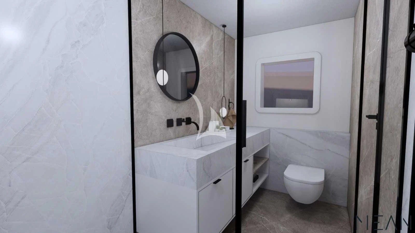 a bathroom with a sink and a toilet aboard NORTH WIND Yacht for Sale