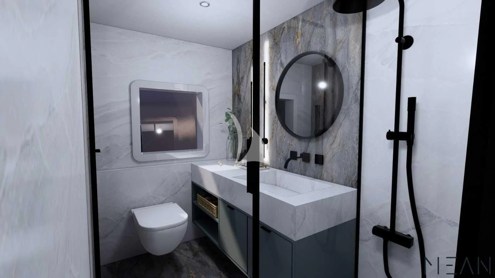 a bathroom with a sink toilet and bathtub aboard NORTH WIND Yacht for Sale