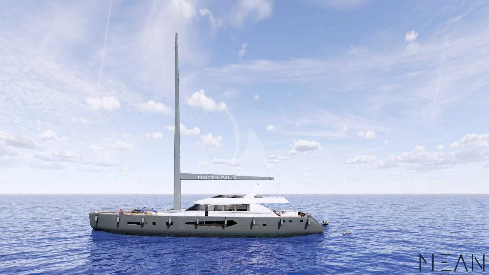 a white boat in the water aboard NORTH WIND Yacht for Sale