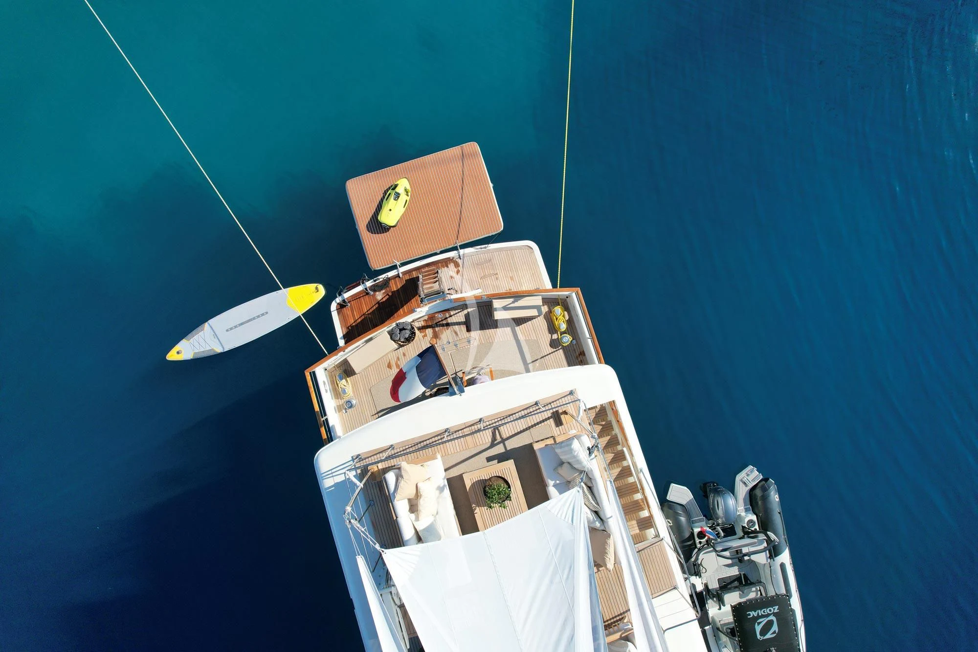 a space ship with a satellite aboard STALCA Yacht for Sale