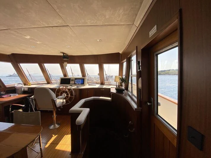 inside of a train car aboard STALCA Yacht for Sale