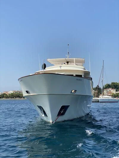 a white boat in the water aboard STALCA Yacht for Sale