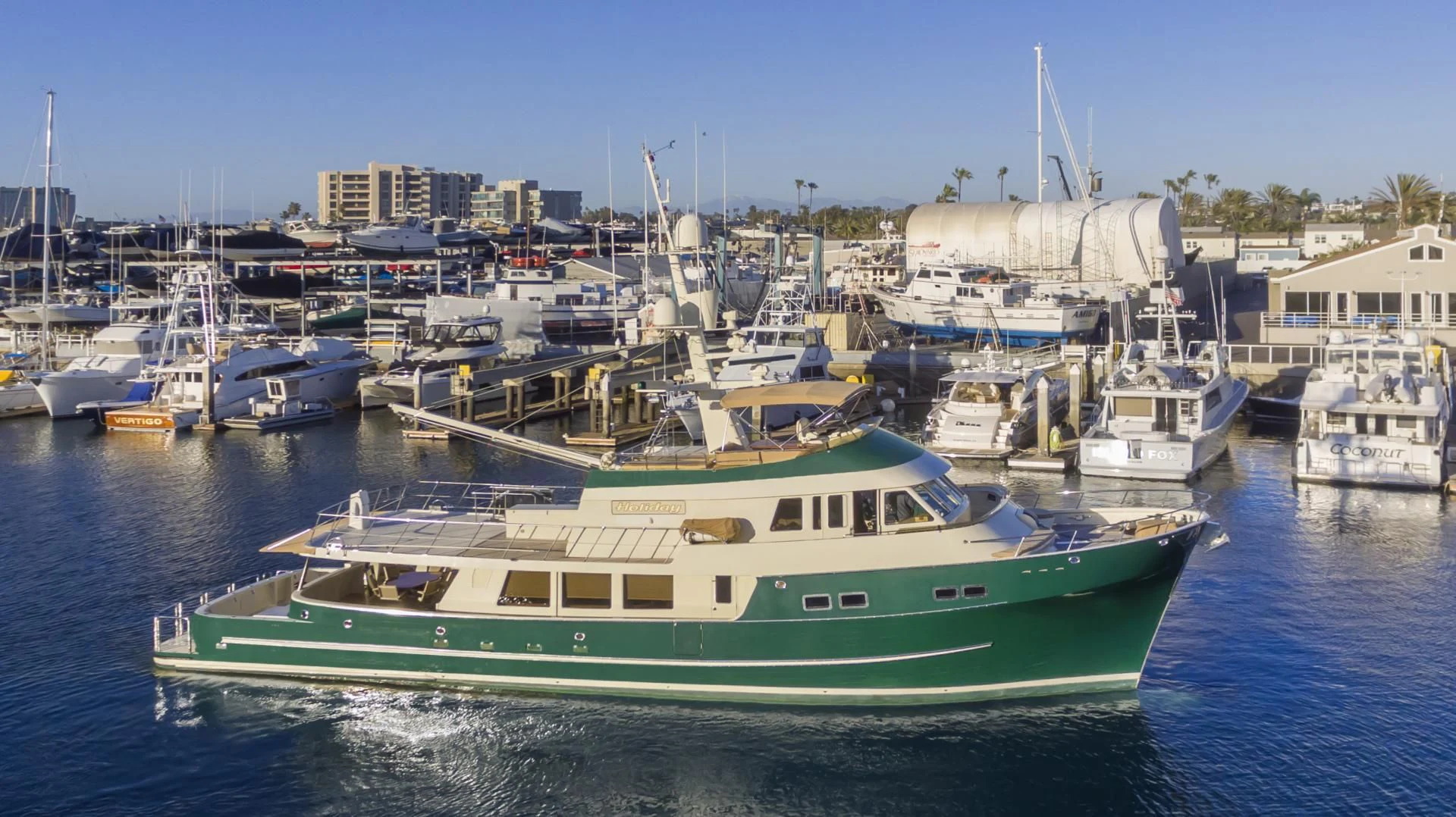 a group of boats in a harbor aboard HOLIDAY Yacht for Sale