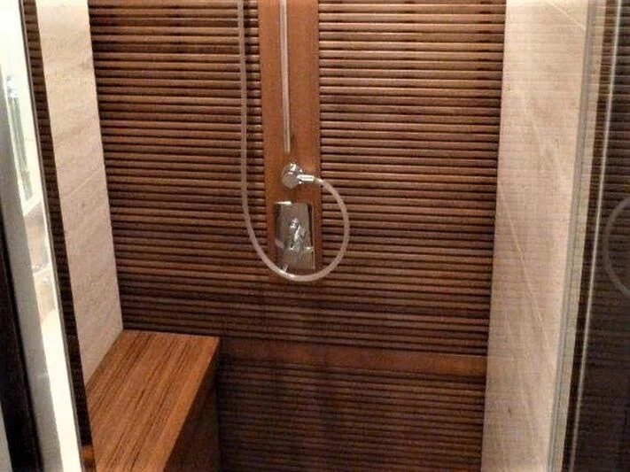 a door with a light fixture aboard TYAMO Yacht for Sale