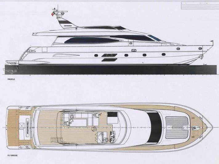 diagram, engineering drawing aboard TYAMO Yacht for Sale