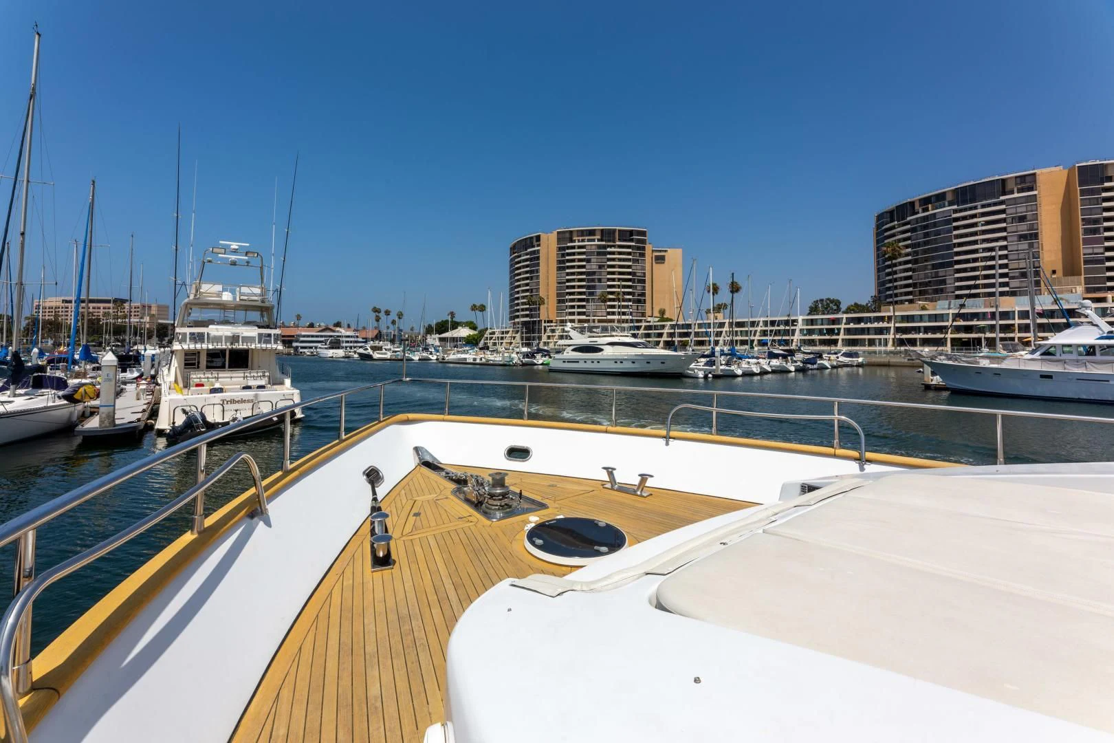 a boat dock with boats aboard GRAVITY Yacht for Sale