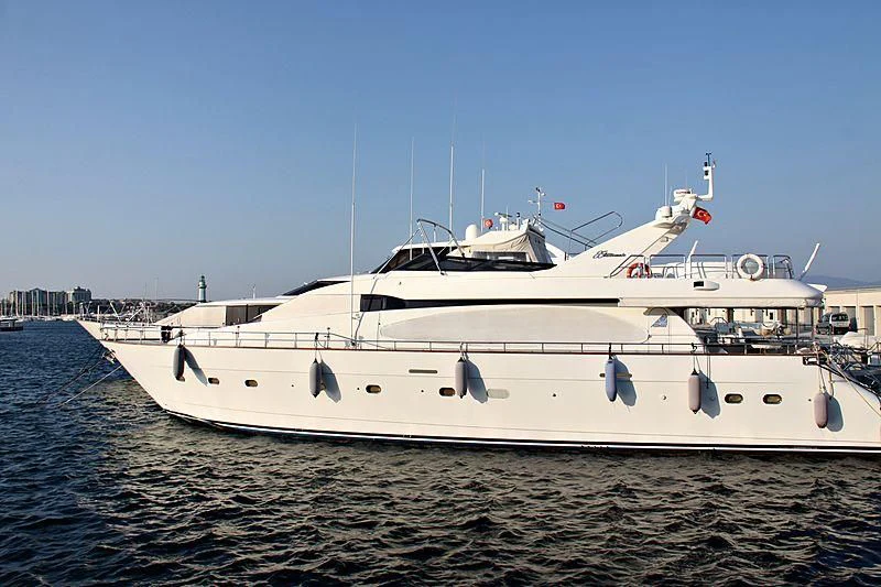 a large white boat on the water aboard GRAVITY Yacht for Sale