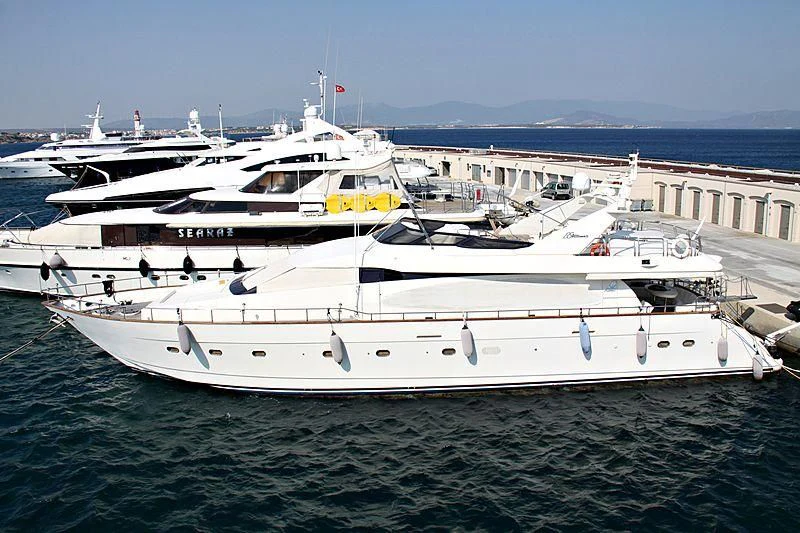 a large white boat in the water aboard GRAVITY Yacht for Sale