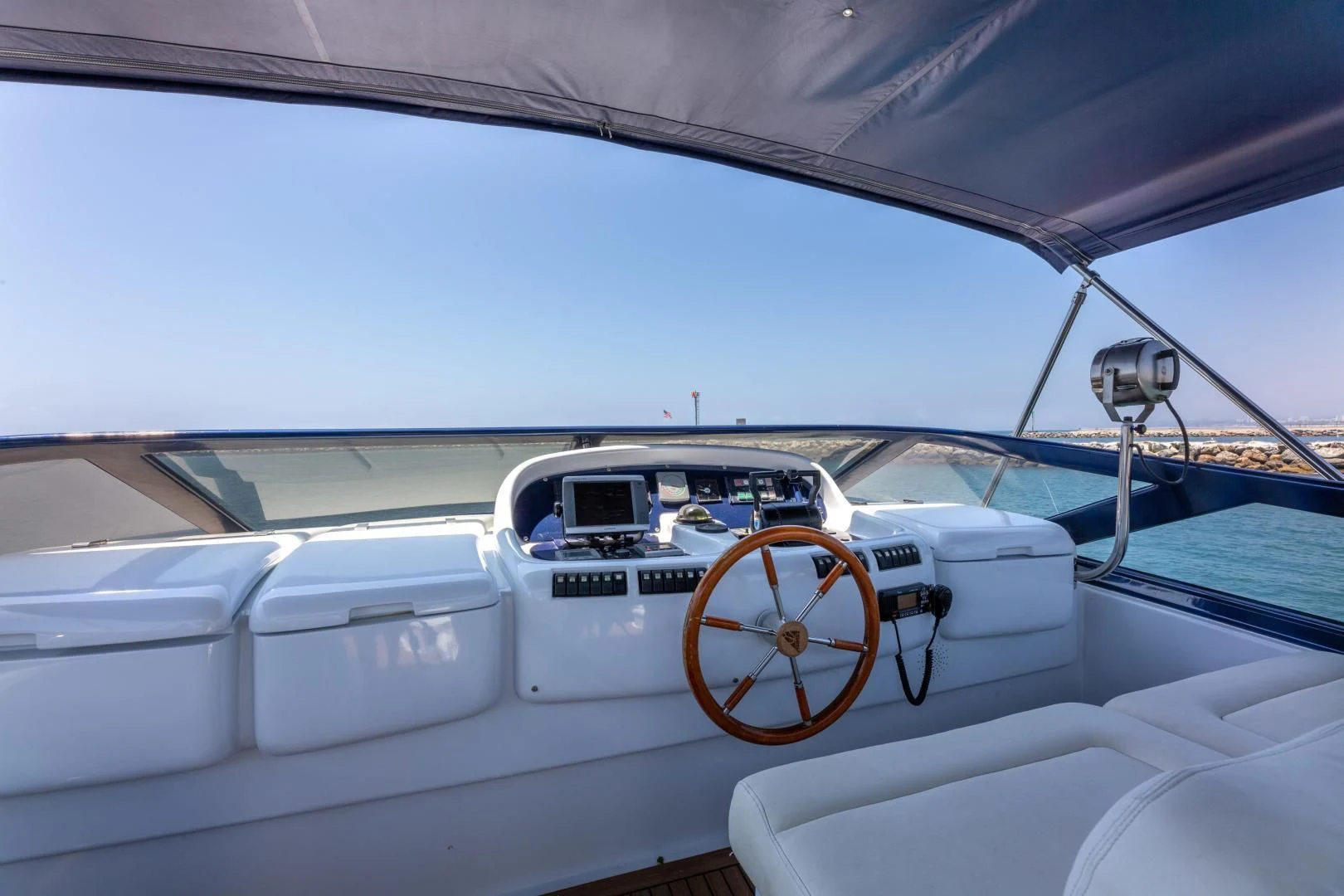 the inside of a white car aboard GRAVITY Yacht for Sale