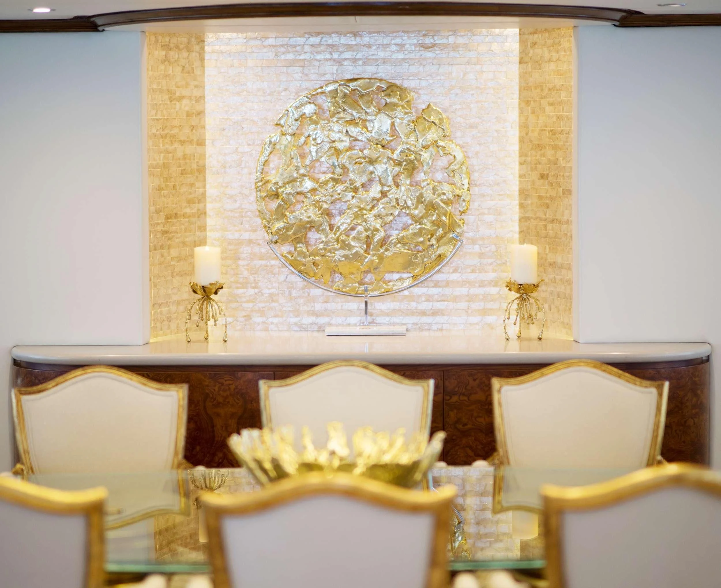 a room with a large chandelier and a chandelier aboard GRAND ILLUSION Yacht for Sale