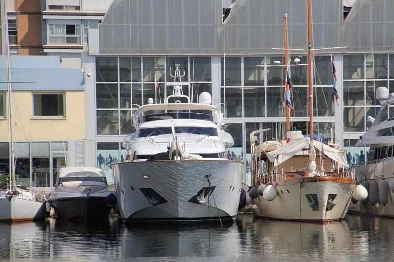 boats docked in a harbor aboard TABARIYA Yacht for Sale