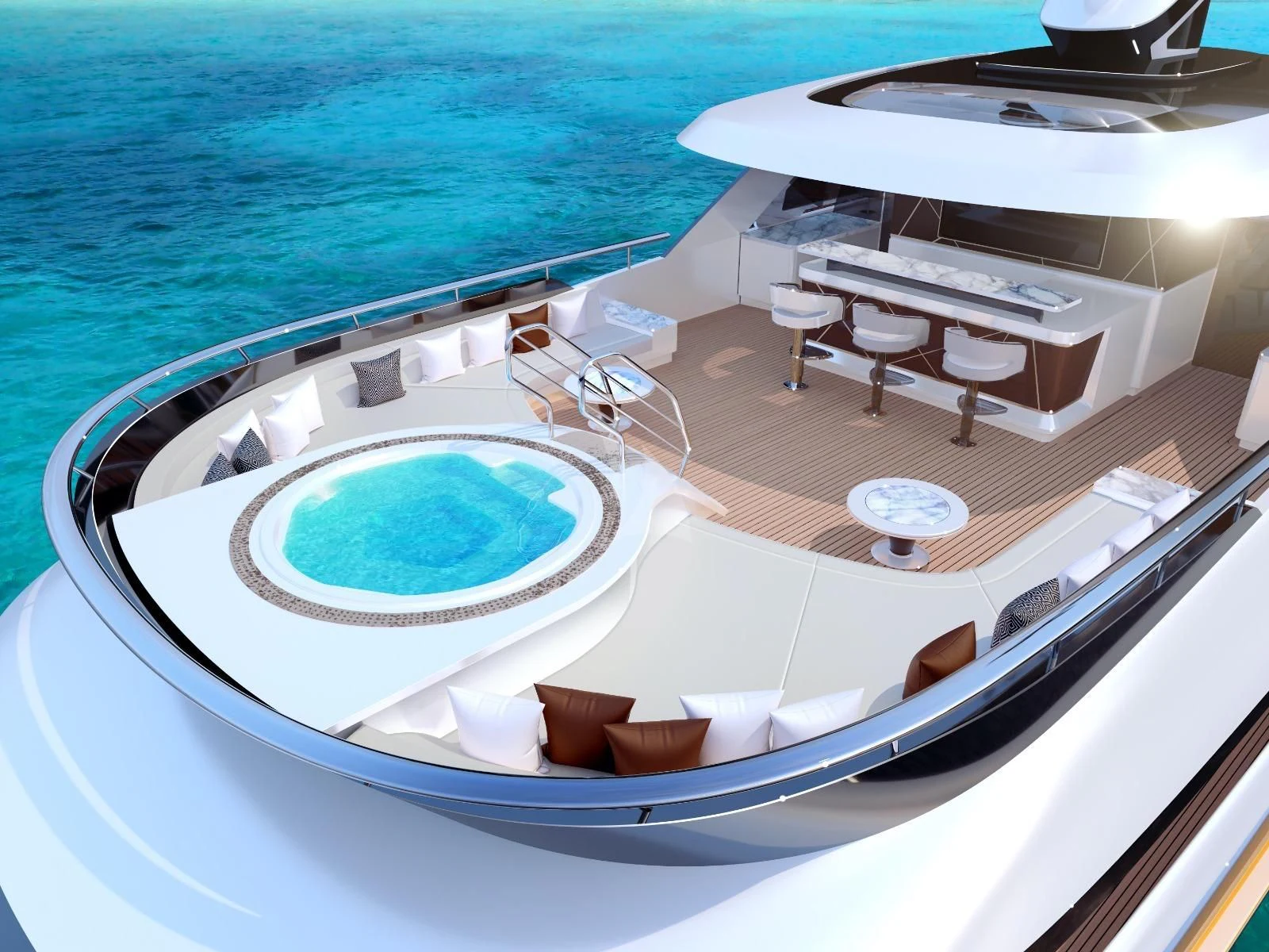 a swimming pool on a boat aboard STEFANIA Yacht for Sale