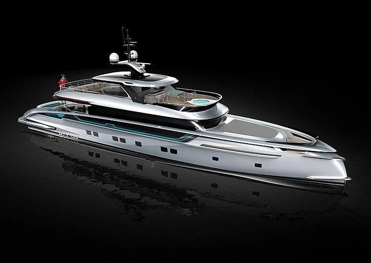 a white boat on a beach aboard STEFANIA Yacht for Sale