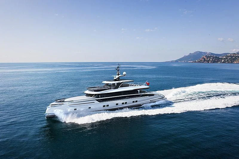 a white yacht in the water aboard STEFANIA Yacht for Sale