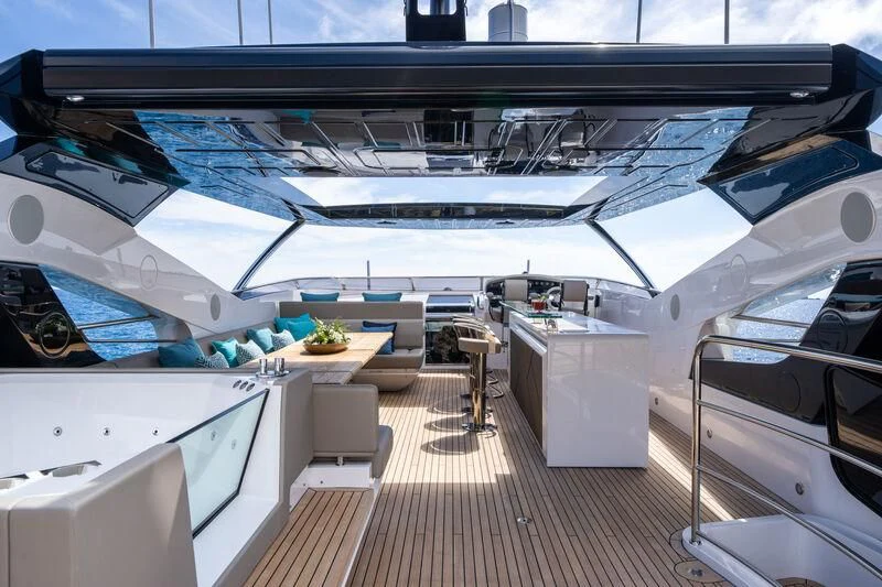 a large yacht in a building aboard BLUE INFINITY ONE Yacht for Sale