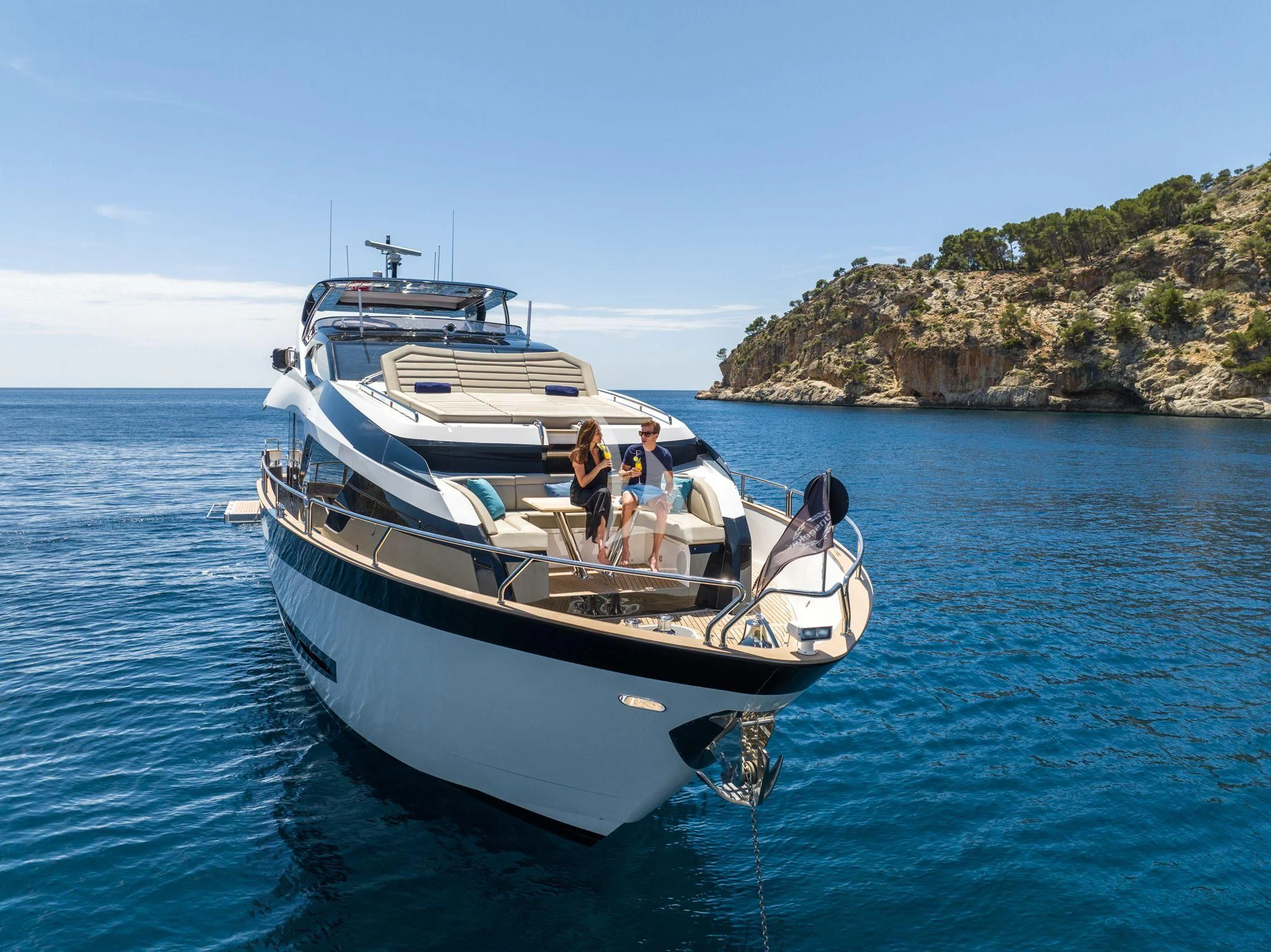 a boat with people on it aboard BLUE INFINITY ONE Yacht for Sale