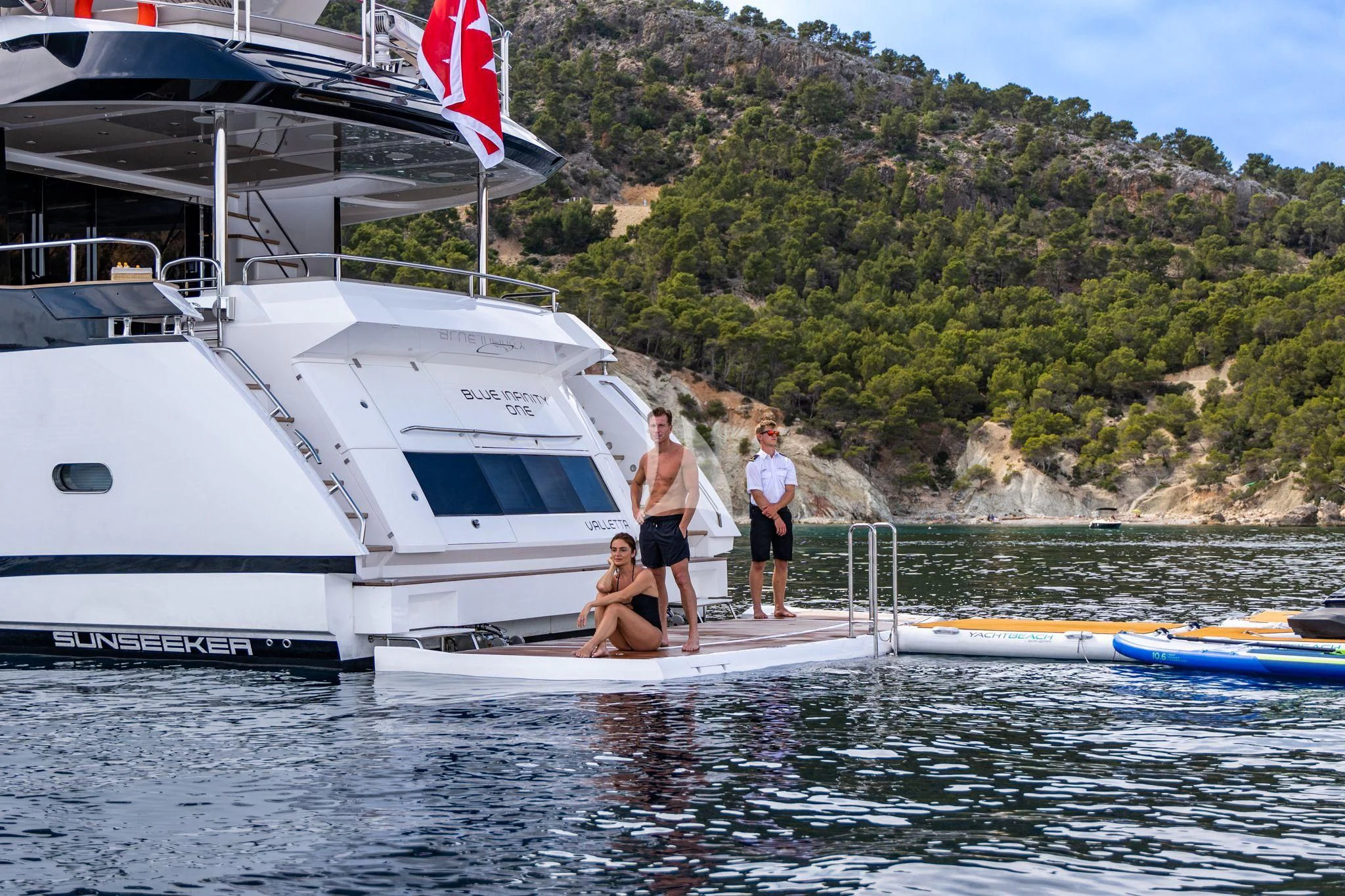 a group of people on a boat aboard BLUE INFINITY ONE Yacht for Sale