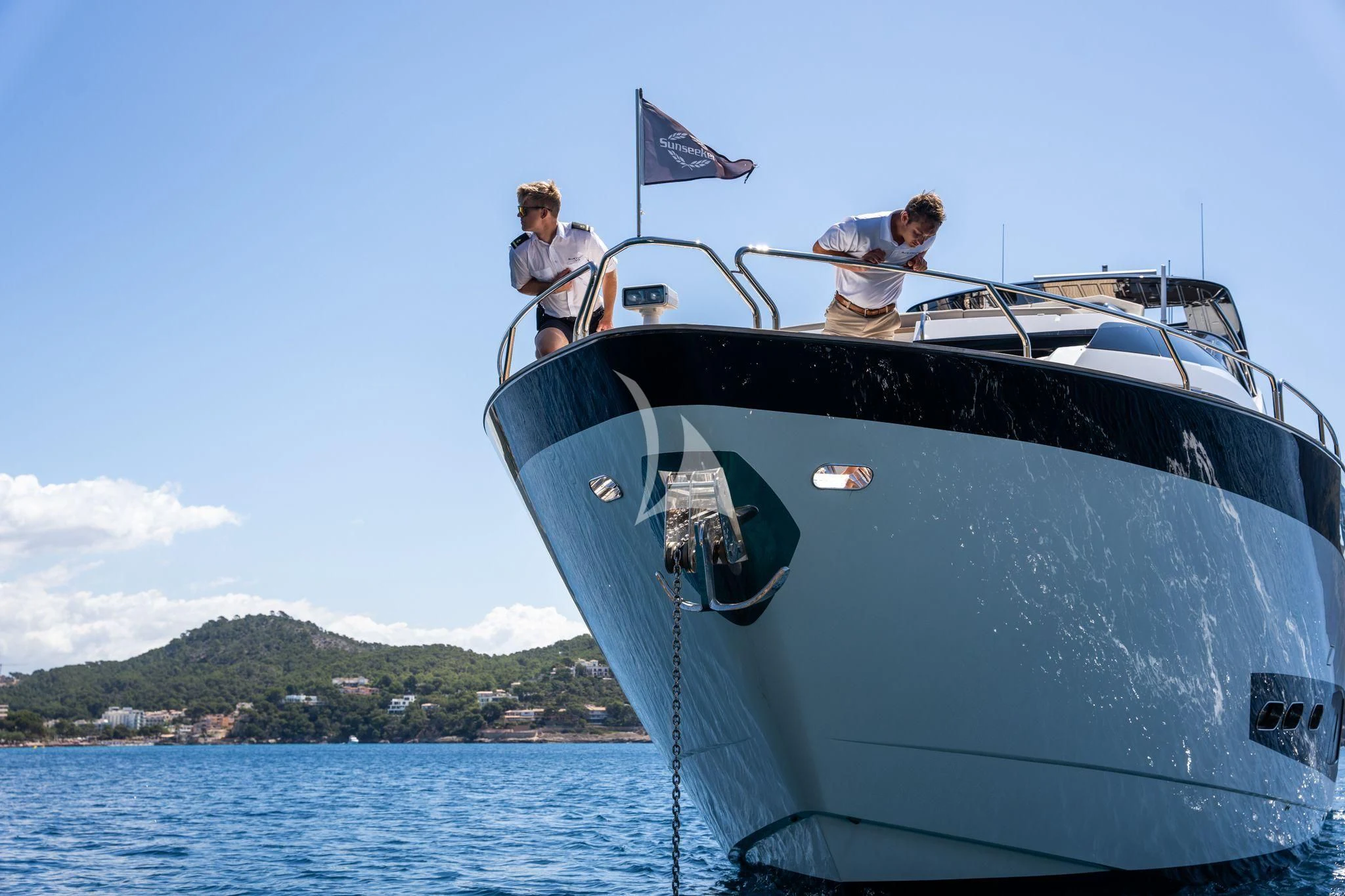two men on a boat aboard BLUE INFINITY ONE Yacht for Sale
