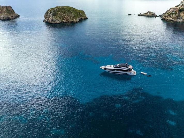a boat in the water aboard BLUE INFINITY ONE Yacht for Sale